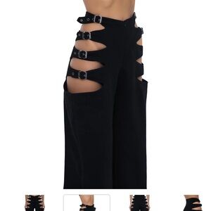 Women's Black Cut-Out Pants